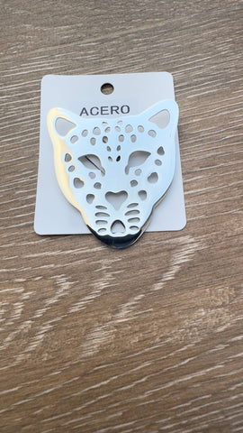 Broche Acero Plateado Tigre