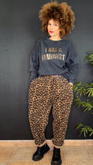 Pantalón Micro Pana Leopardo